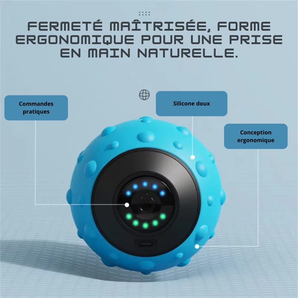 Balle de massage vibrante 5 vitesses – soulagement musculaire & fasciite plantaire, yoga et fitness
