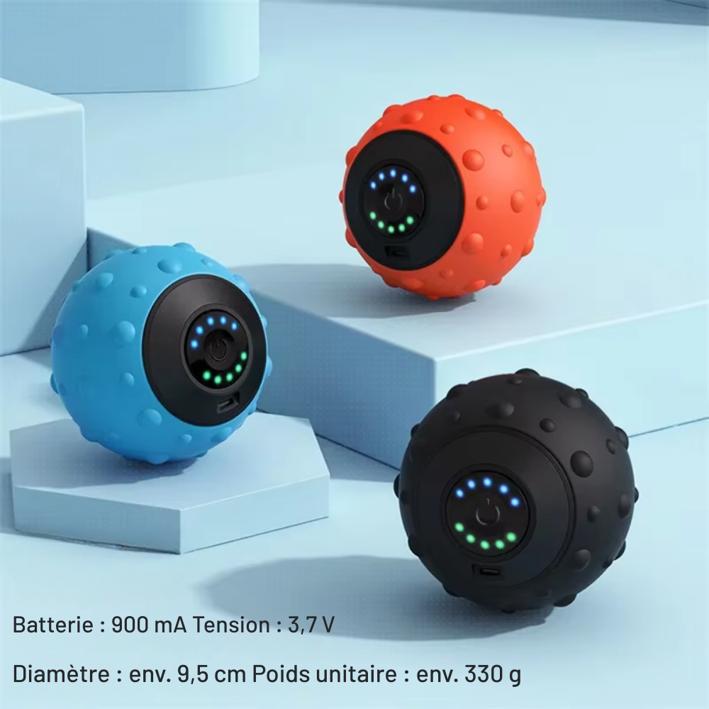 Balle de massage vibrante 5 vitesses – soulagement musculaire & fasciite plantaire, yoga et fitness