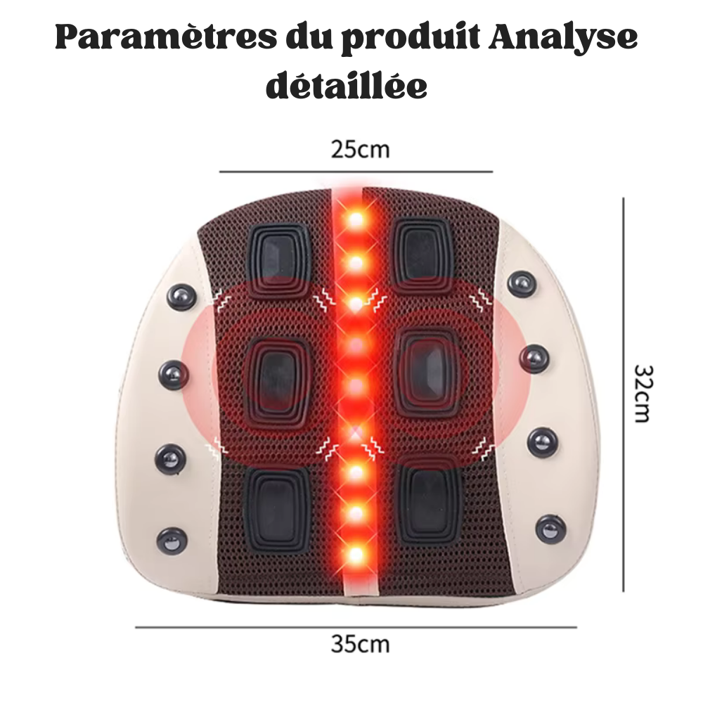 Coussin massant dos – Massage électrique, vibration, chaleur et thérapie lombaire