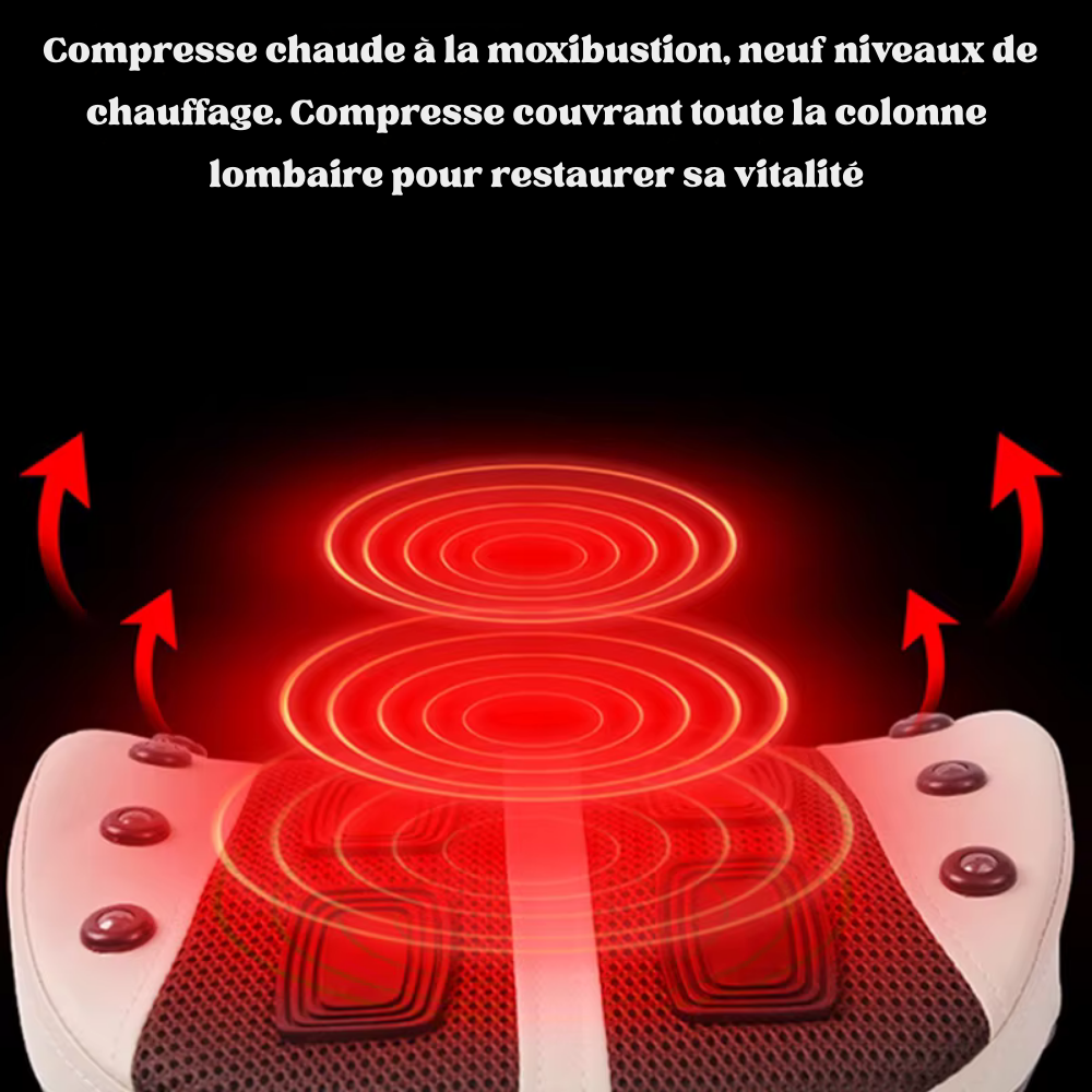 Coussin massant dos – Massage électrique, vibration, chaleur et thérapie lombaire
