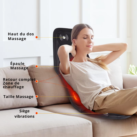 Coussin de massage – Masseur électrique avec chauffage et vibration pour dos, cou et lombaires