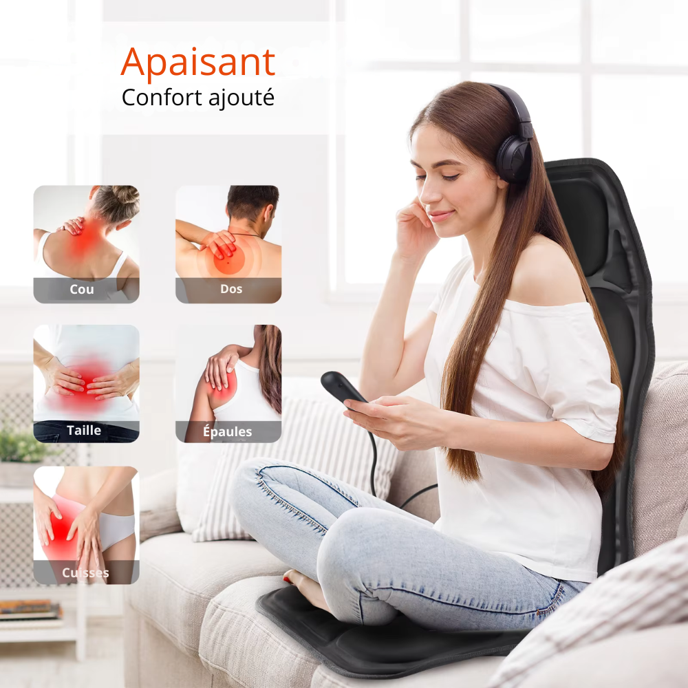 Coussin de massage – Masseur électrique avec chauffage et vibration pour dos, cou et lombaires