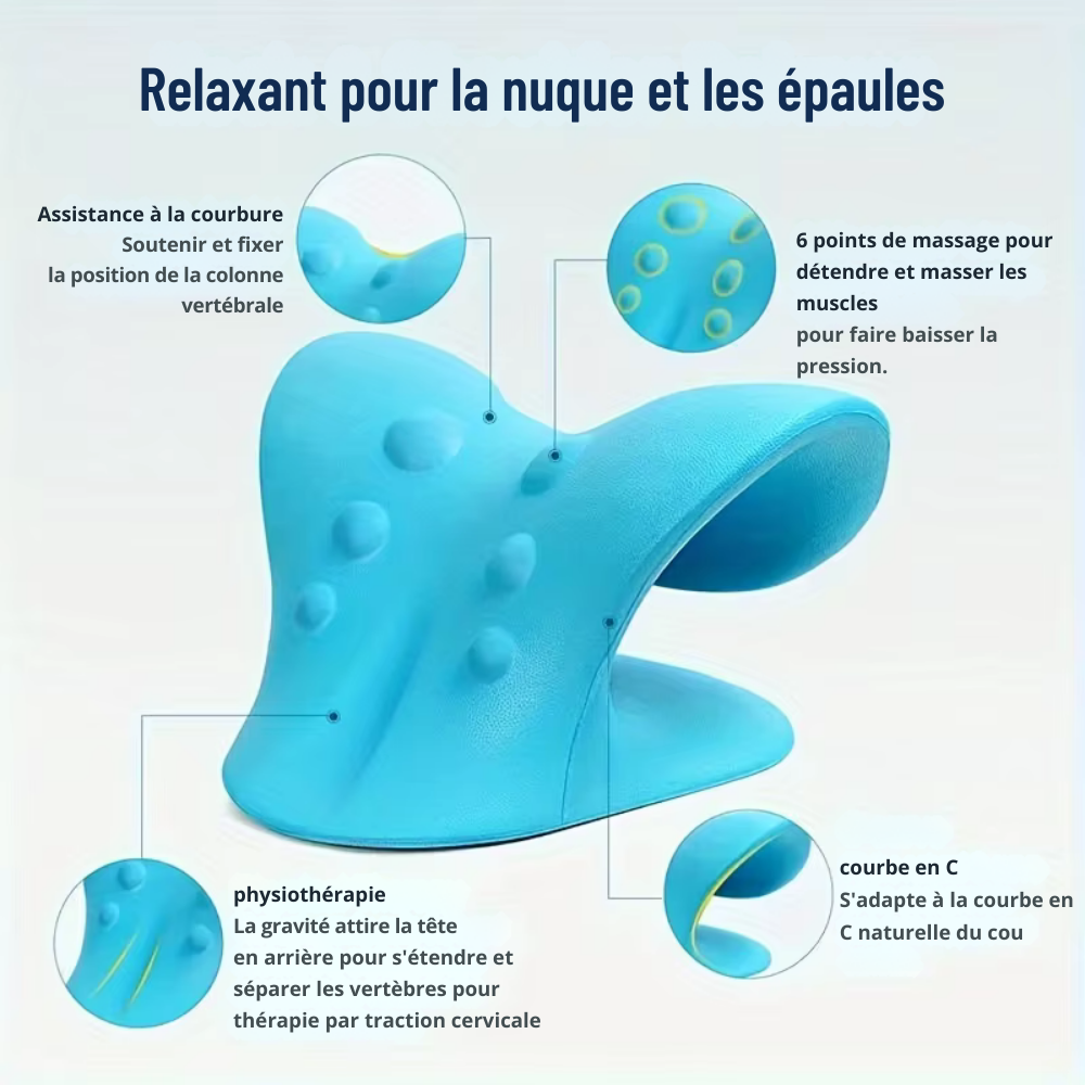 Coussin massage cervicales – Traction, relaxation et soutien pour cou et colonne