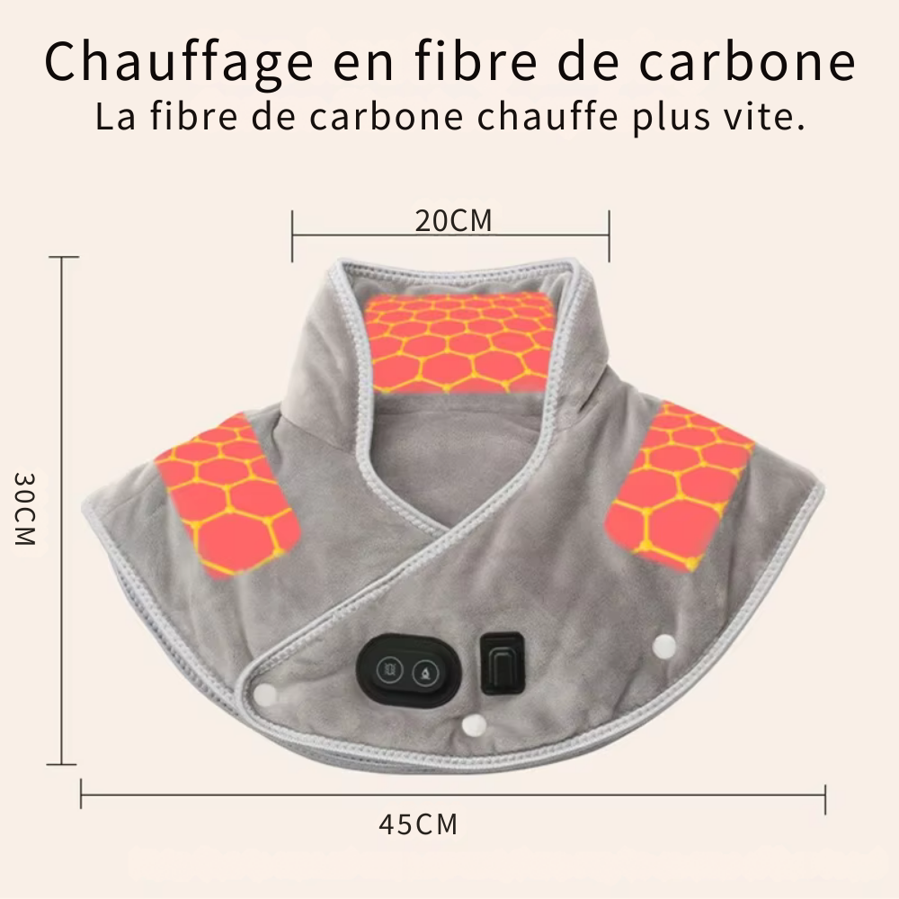 Coussin massant cervicales – Écharpe chauffante électrique pour cou et épaules, 3 niveaux