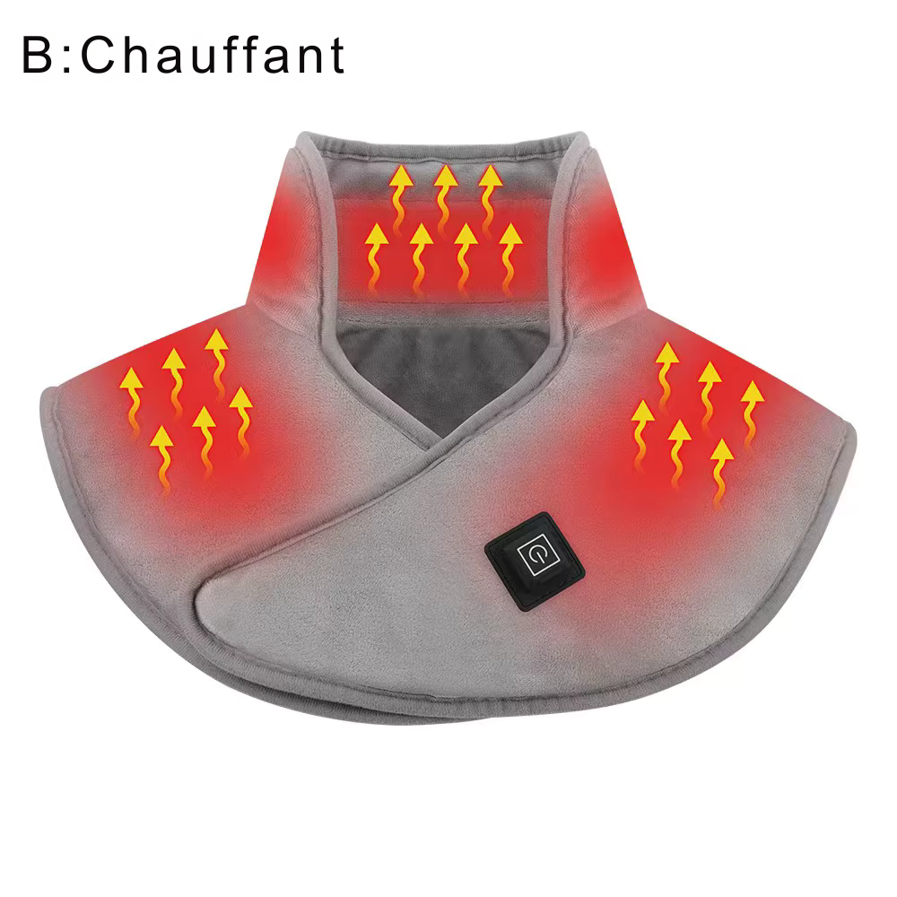 Coussin massant cervicales – Écharpe chauffante électrique pour cou et épaules, 3 niveaux