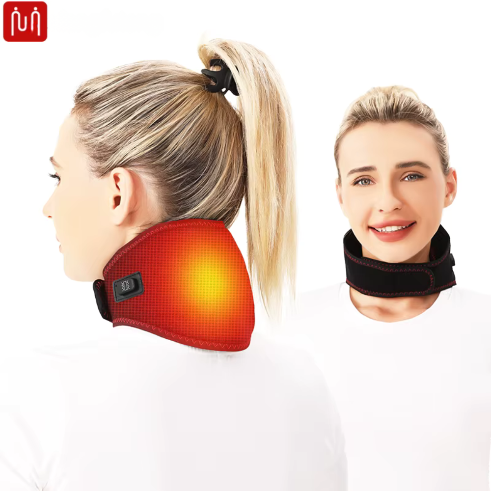 Coussin massant chauffant – Oreiller chauffant pour le cou avec vibration et soulagement
