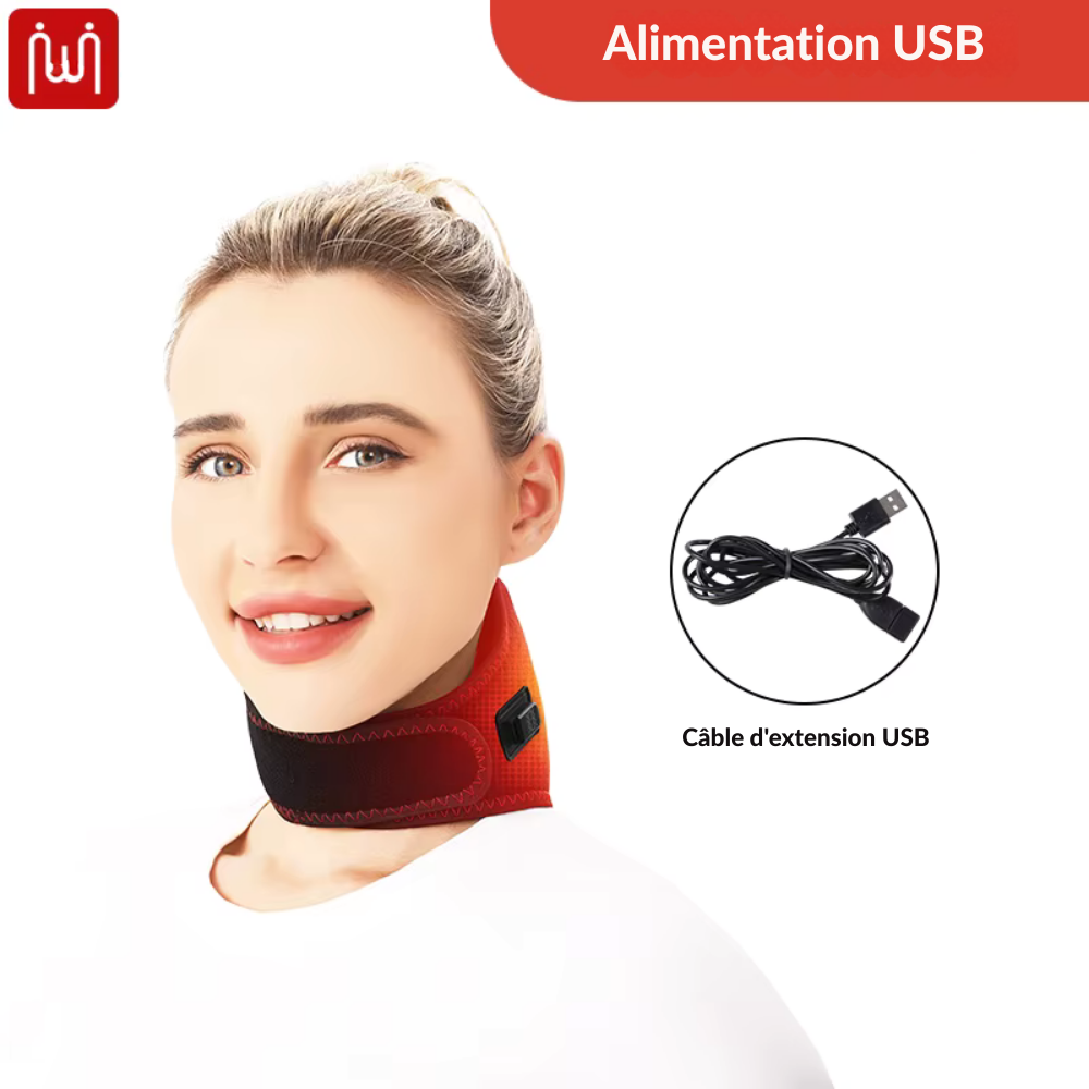 Coussin massant chauffant – Oreiller chauffant pour le cou avec vibration et soulagement