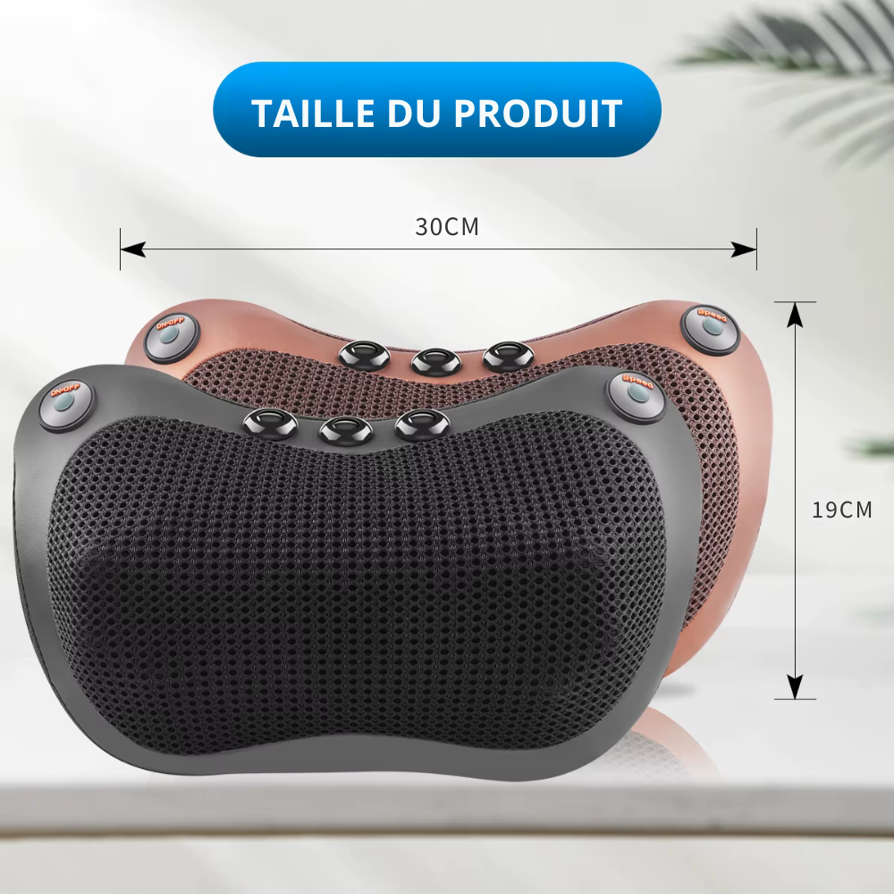 Coussin de massage shiatsu électrique – Massage tête, cou, épaules et dos, 3 vitesses