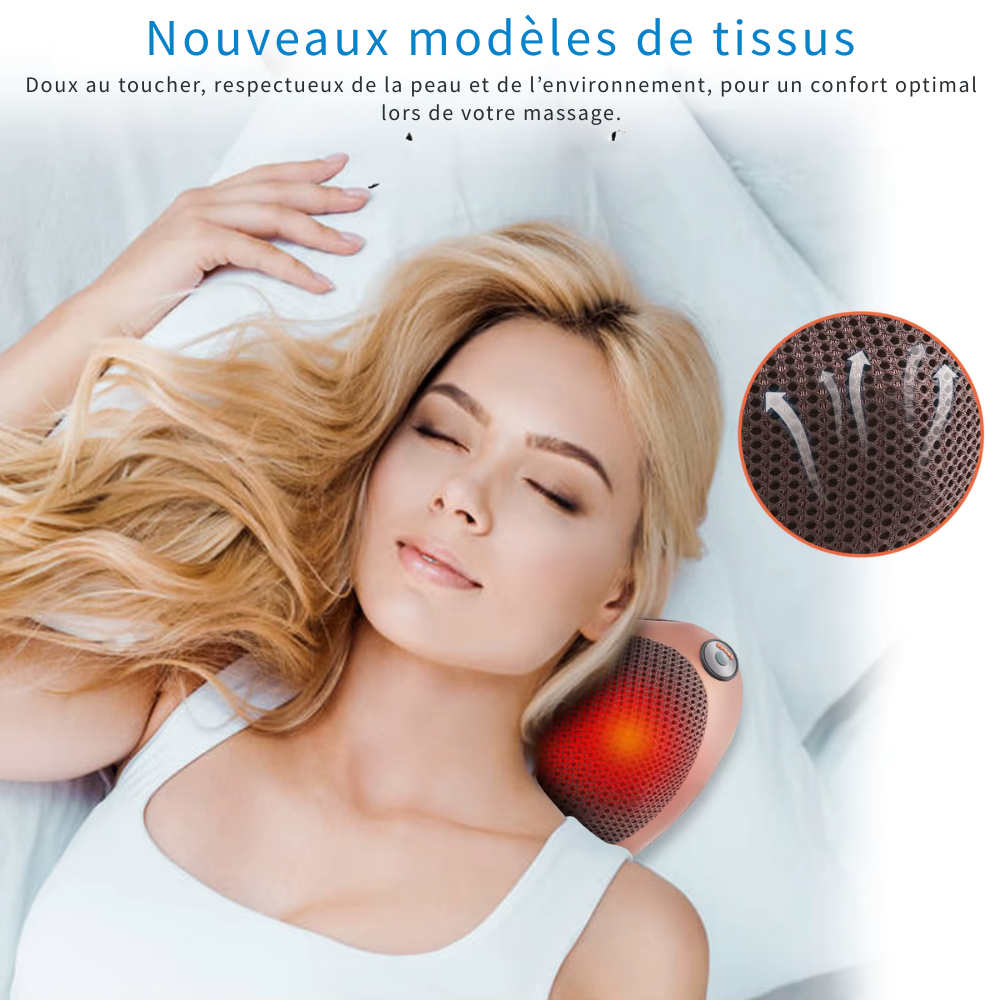 Coussin de massage shiatsu électrique – Massage tête, cou, épaules et dos, 3 vitesses