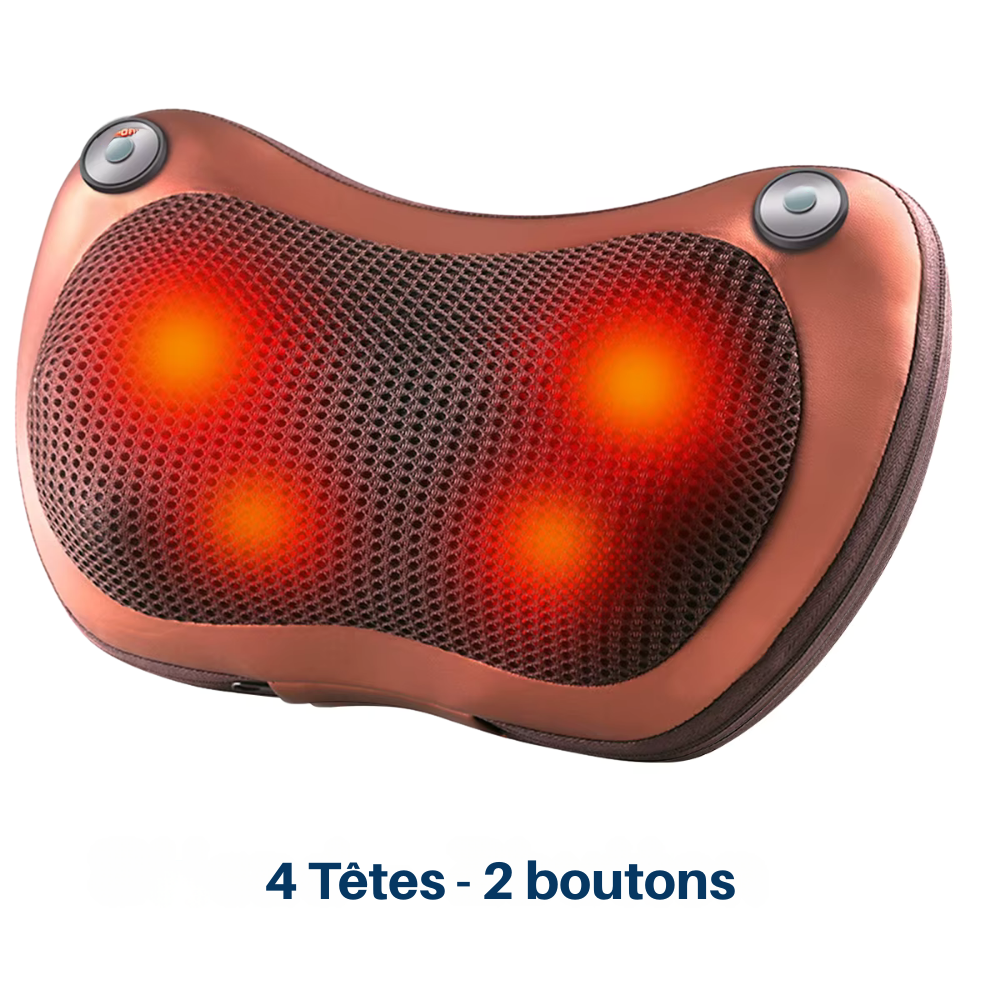 Coussin de massage shiatsu électrique – Massage tête, cou, épaules et dos, 3 vitesses
