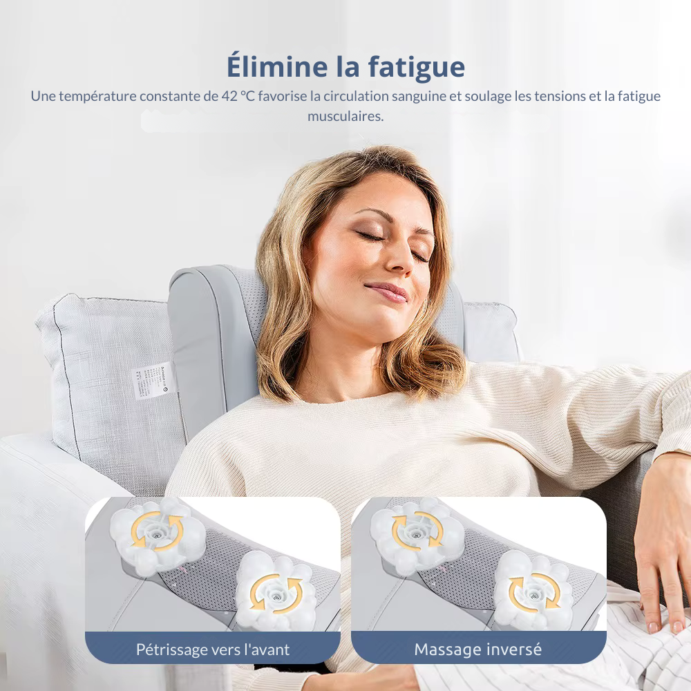 Coussin massage shiatsu – Oreiller électrique pour cou, épaules et dos, relaxation cervicale