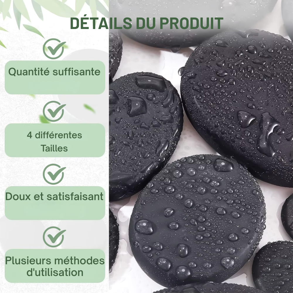 Pierre chaude massage – Set de 10 pierres noires pour massage aux pierres chaudes, relaxation corps et spa