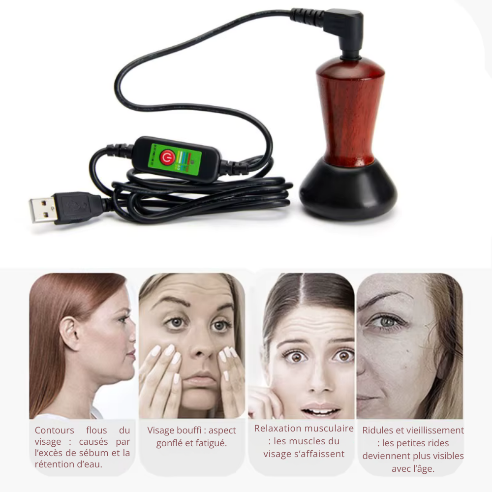 Pierre de massage volcanique Gua Sha – Pour dos, cou et visage, relaxation et soin de la peau