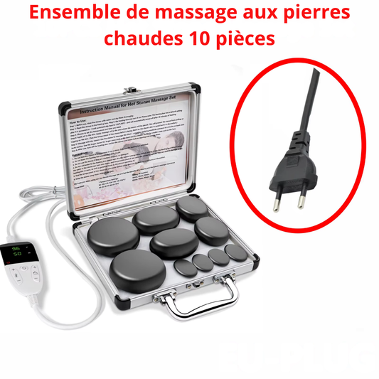 Kit massage pierre chaude – Set professionnel avec chauffe-pierres, relaxation pour cou et spa à domicile