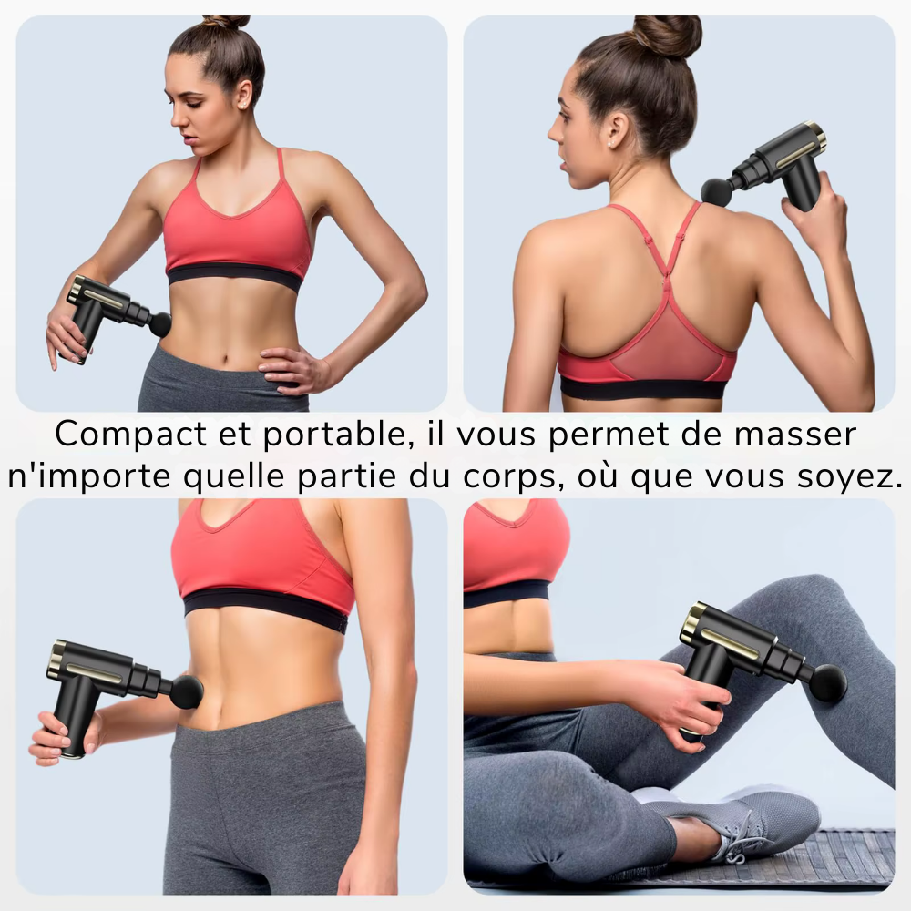 Pistolet de massage portable – Mini appareil de massage des tissus profonds, léger et à vitesses réglables pour tout le corps