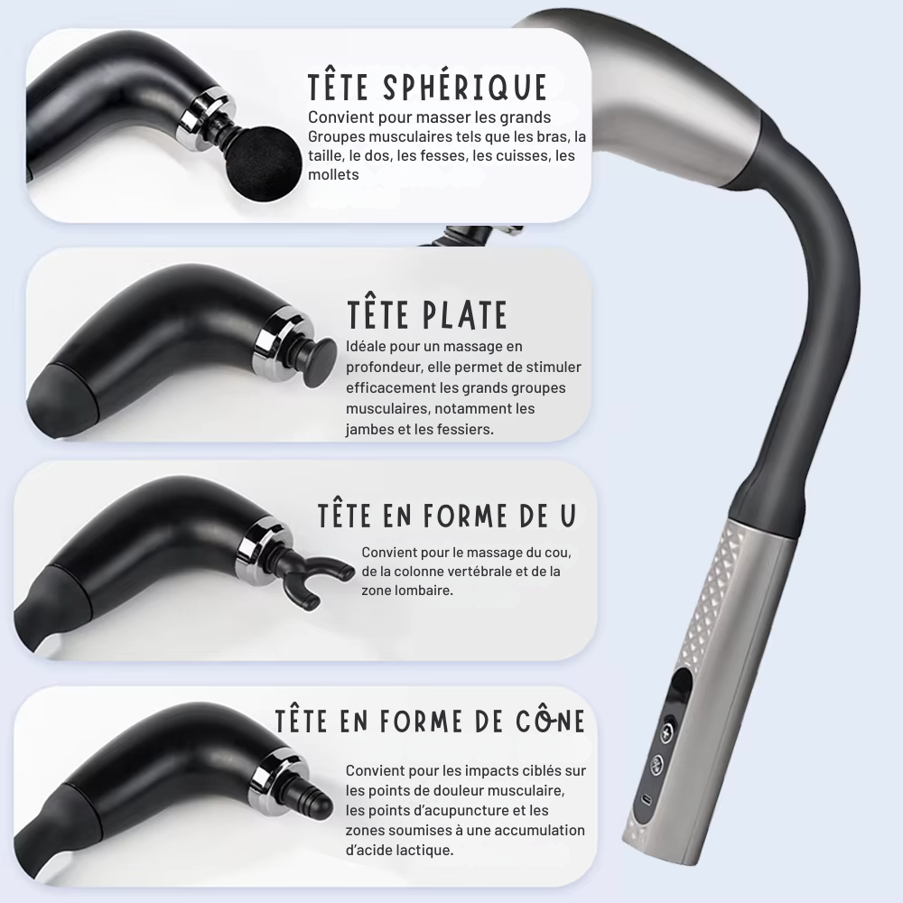 Machine massage électrique – Pistolet de massage fascia intelligent, appareil portatif pour le dos et le corps