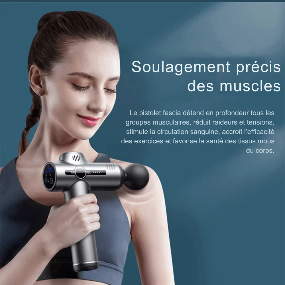 Pistolet massage portable – Appareil de massage à vibration pour muscles profonds, corps, cou et dos, fitness et relaxation