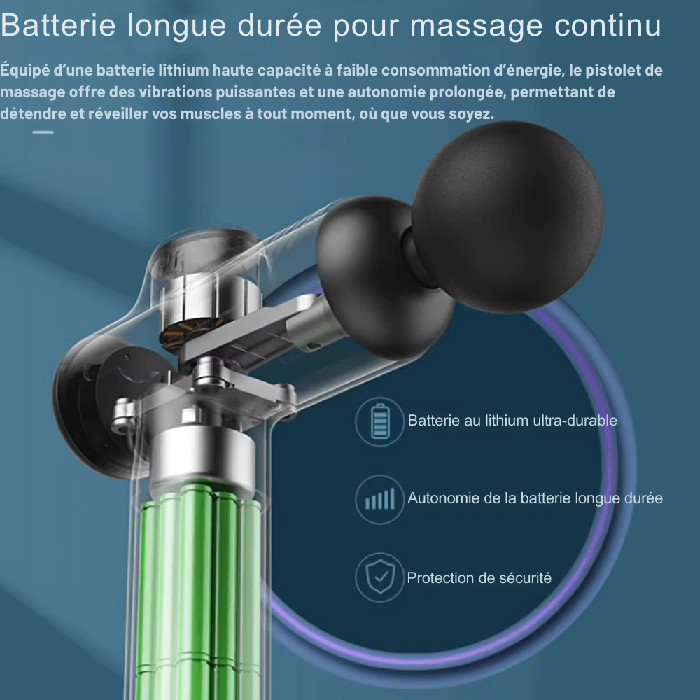 Pistolet massage portable – Appareil de massage à vibration pour muscles profonds, corps, cou et dos, fitness et relaxation