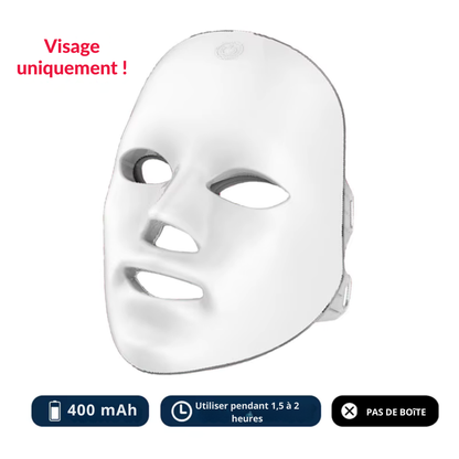 Masque facial LED 7 couleurs sans fil – Appareil de beauté pour raffermir et rajeunir la peau du visage et du cou