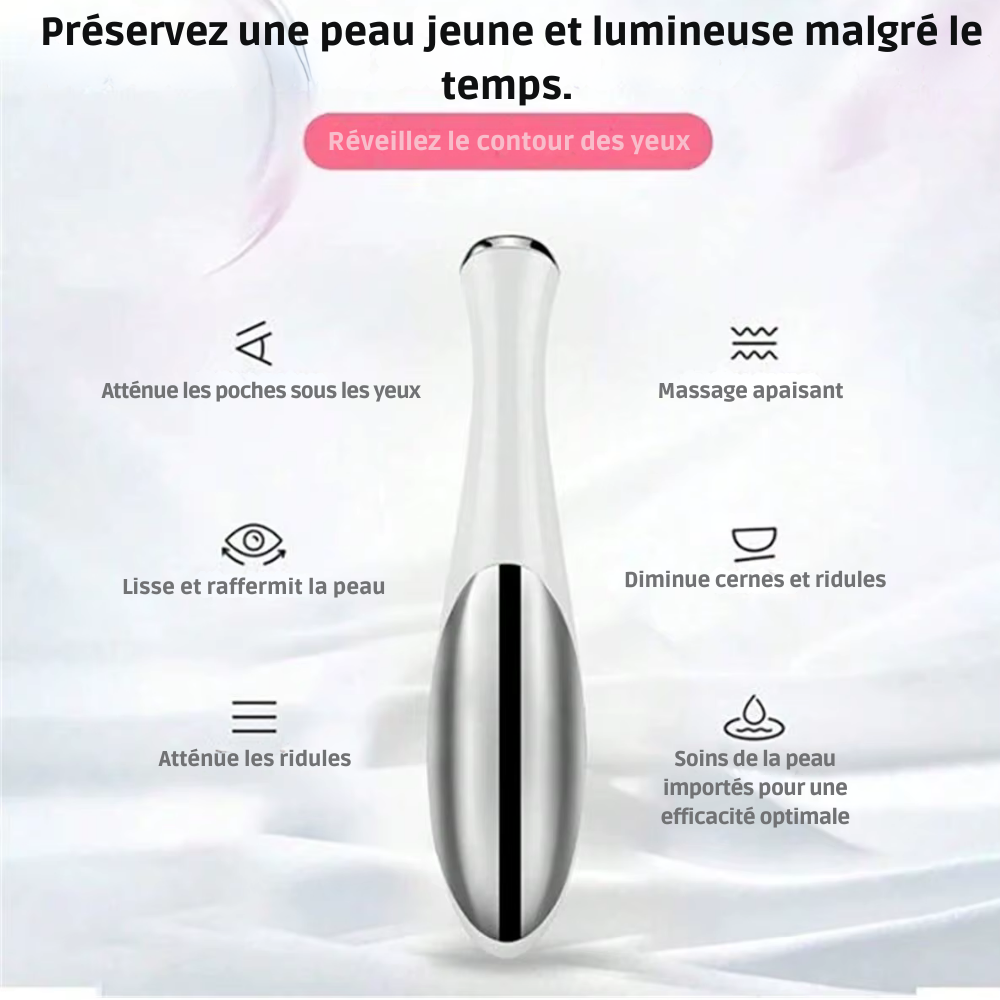 Stylo de massage électrique pour les yeux – Électrostimulation visage anti-âge, anti-rides et cernes, soin beauté du visage et des yeux