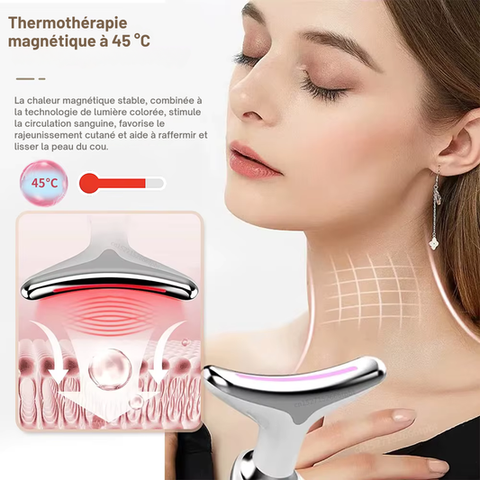 Appareil pour masser le visage – EMS microcourants, anti-âge, lifting visage et cou avec lumière rouge pour raffermissement et soin de la peau