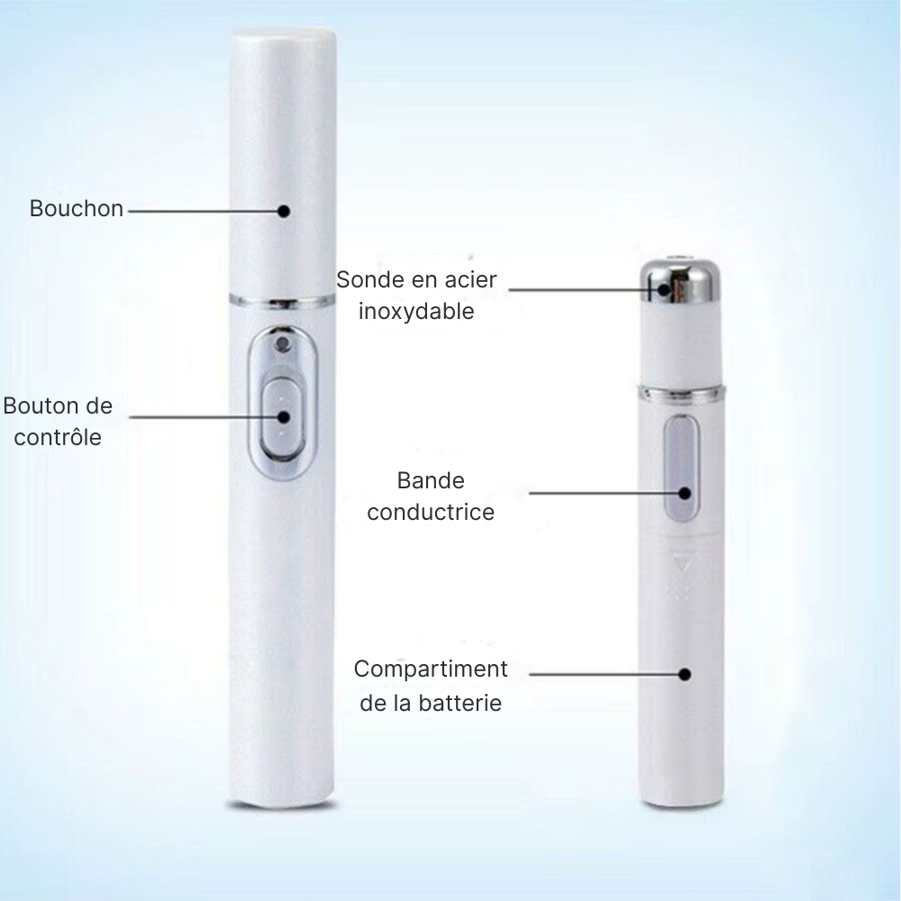 Stylo anti-acné LED à lumière bleue – Appareil de photothérapie visage pour traitement des imperfections, cicatrices et rides