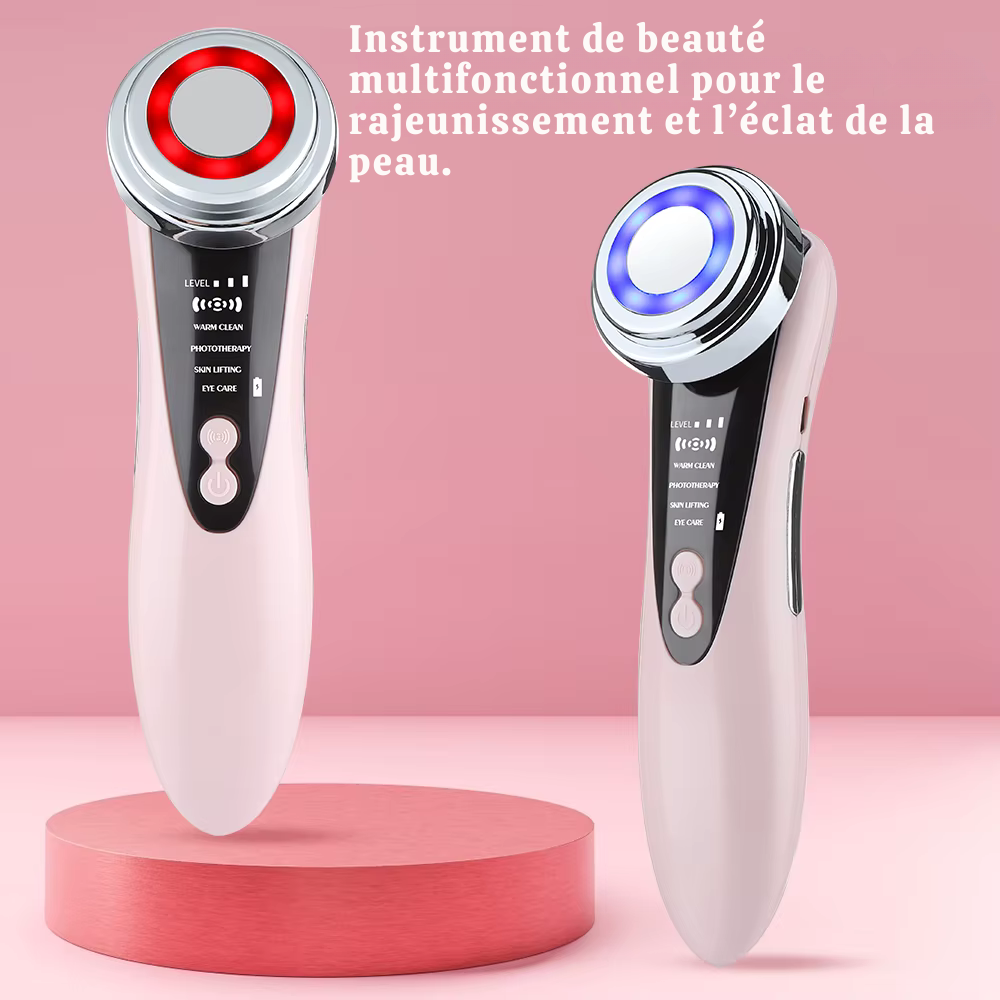 Appareil lifting visage EMS – Massage facial LED, vibration ionique pour raffermissement, lifting et anti-rides