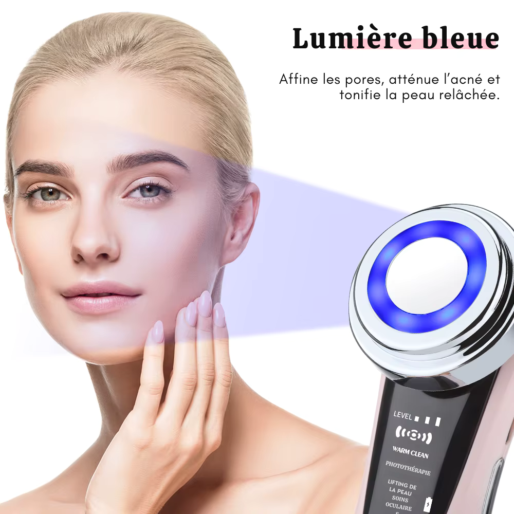 Appareil lifting visage EMS – Massage facial LED, vibration ionique pour raffermissement, lifting et anti-rides