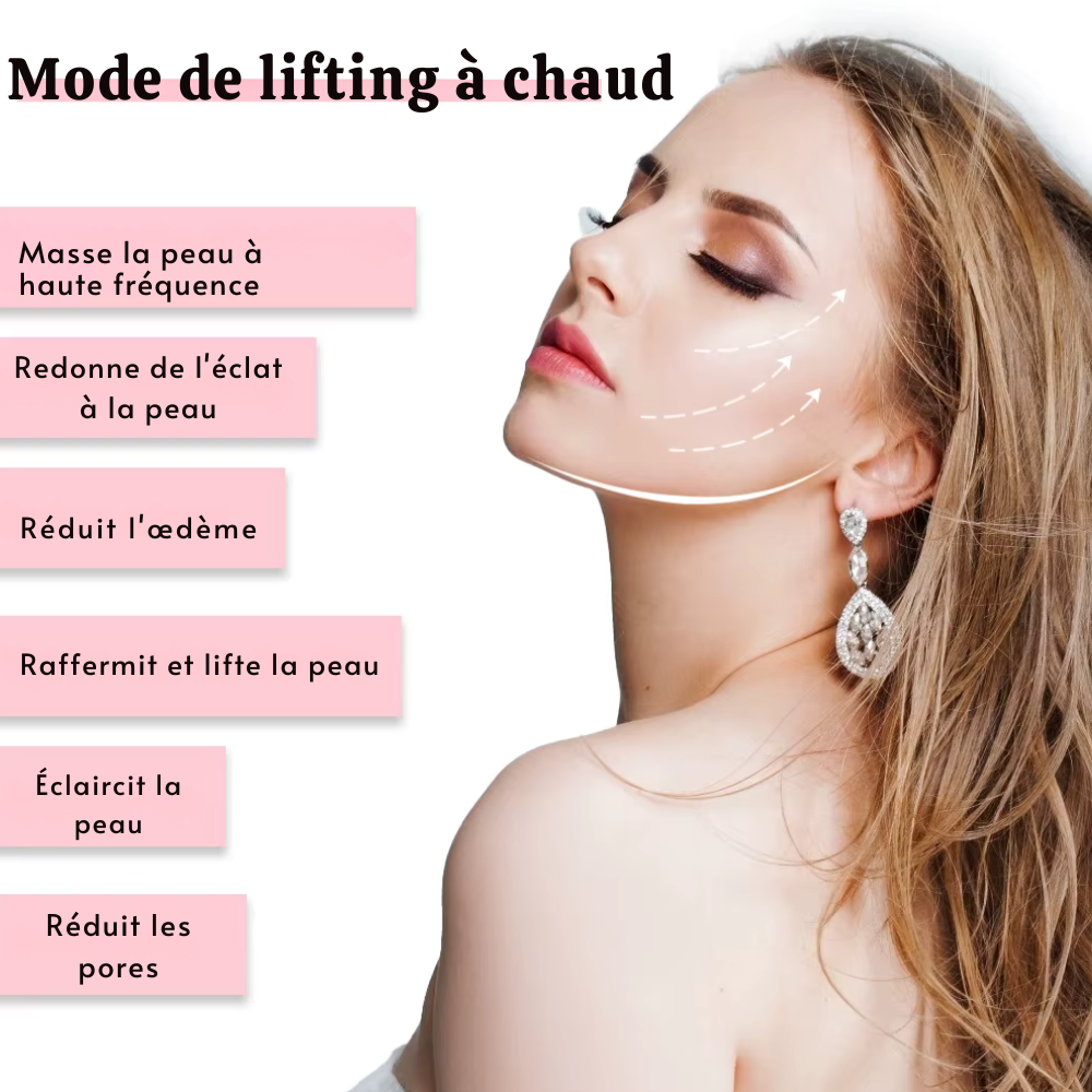 Appareil lifting visage EMS – Massage facial LED, vibration ionique pour raffermissement, lifting et anti-rides