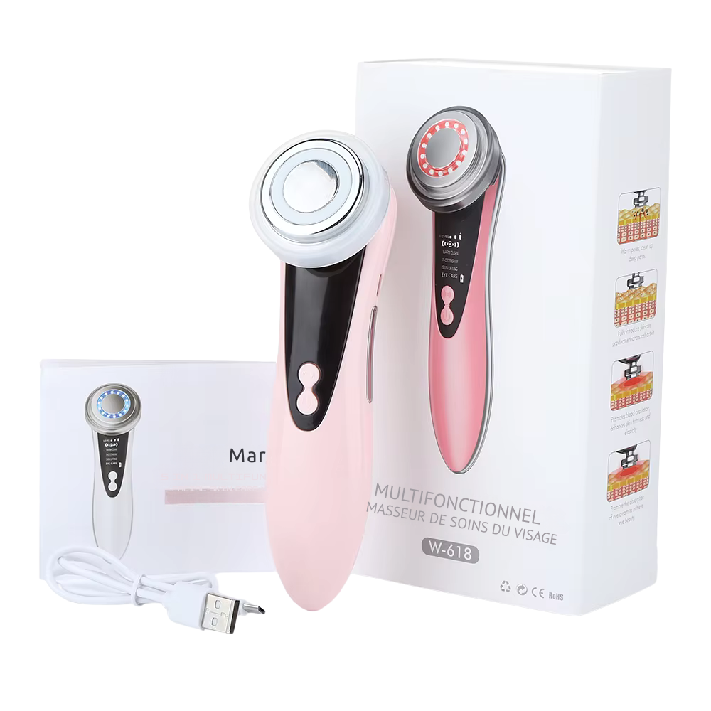 Appareil lifting visage EMS – Massage facial LED, vibration ionique pour raffermissement, lifting et anti-rides
