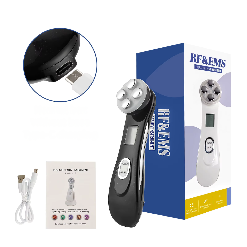 Appareil liftant visage EMS à micro-courants – Masseur facial raffermissant avec LED photon pour rajeunissement de la peau