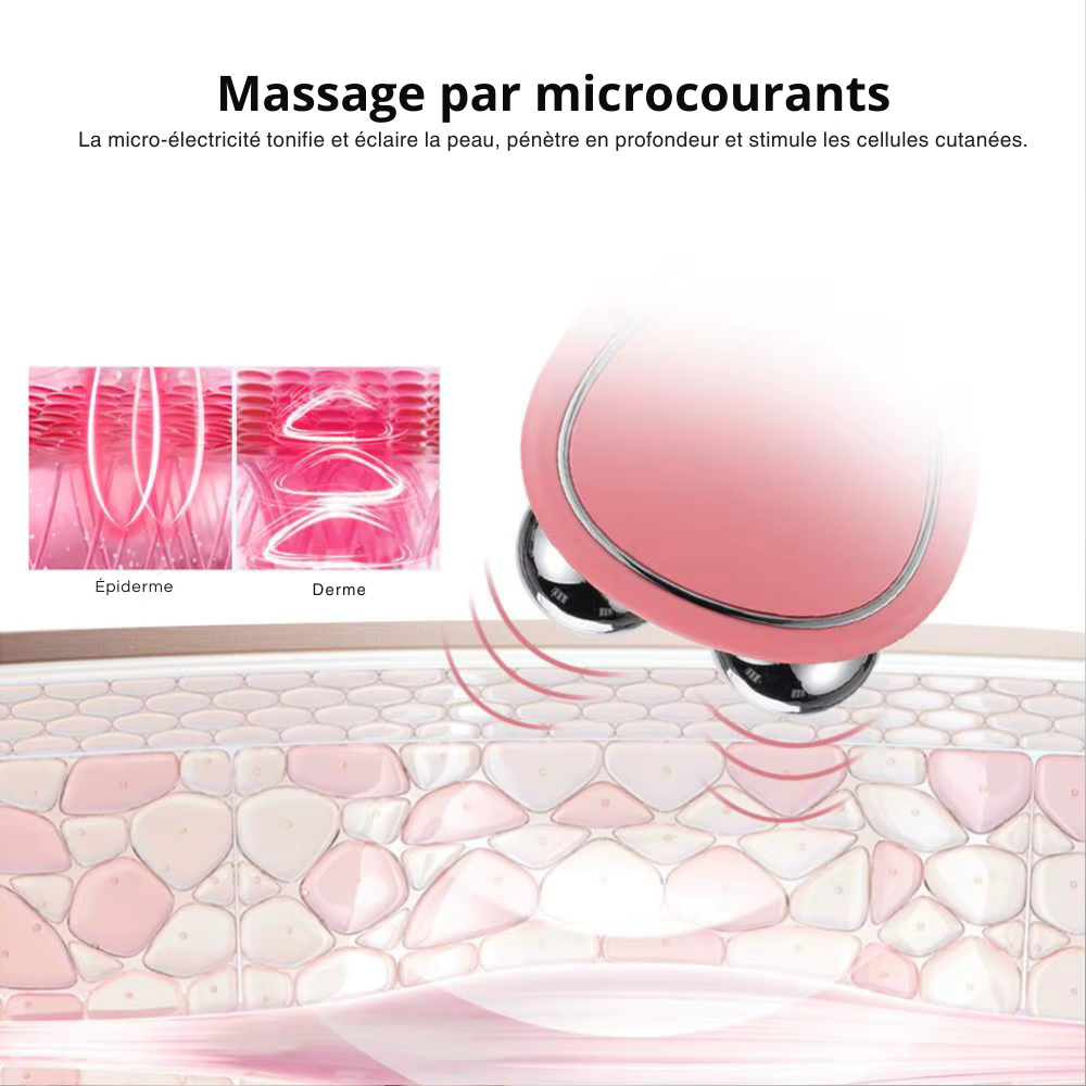 Appareil pour lifting visage EMS – Masseur facial à micro-courants avec rouleau pour raffermissement, rajeunissement et sculpture du visage