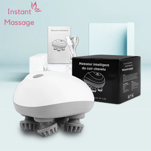 Masseur de tête sans fil électrique – Massage du cuir chevelu, détente profonde, vibrations et pétrissage pour tête, épaules et corps