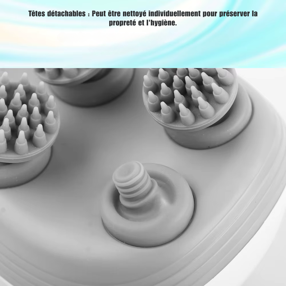 Masseur de tête sans fil électrique – Massage du cuir chevelu, détente profonde, vibrations et pétrissage pour tête, épaules et corps