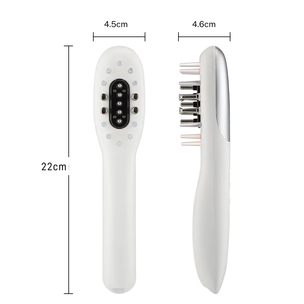 Brosse massage cuir chevelu EMS avec LED – Peigne masseur électrique pour la tête