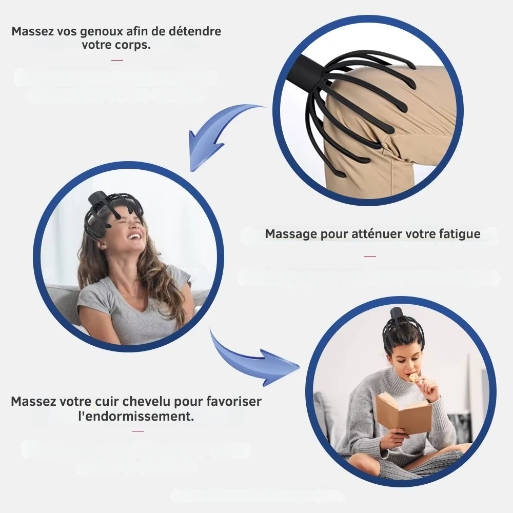 Masseur de tête électrique – Vibration musicale Bluetooth pour relaxation, stress et sommeil amélioré