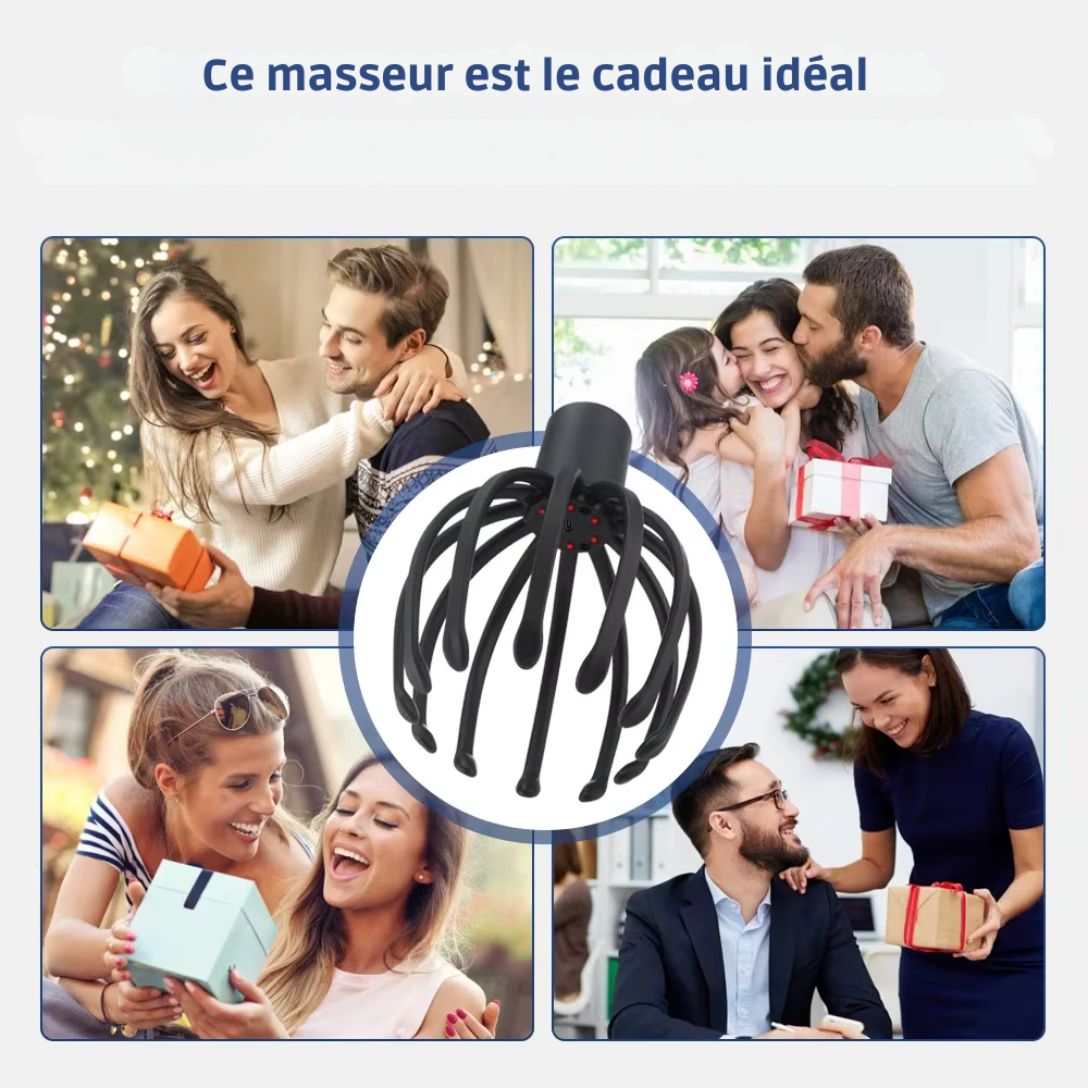 Masseur de tête électrique – Vibration musicale Bluetooth pour relaxation, stress et sommeil amélioré