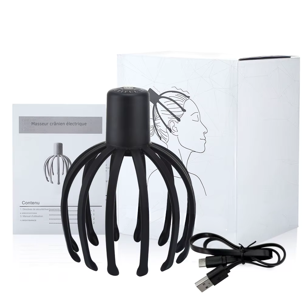 Masseur de tête électrique – Vibration musicale Bluetooth pour relaxation, stress et sommeil amélioré