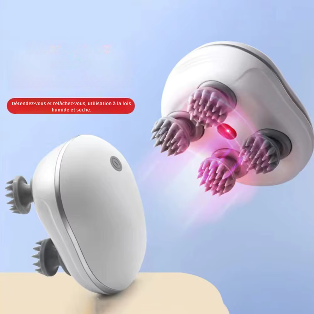 Masseur cuir chevelu électrique portable – Pétrissage et vibration pour détente et relaxation, rechargeable
