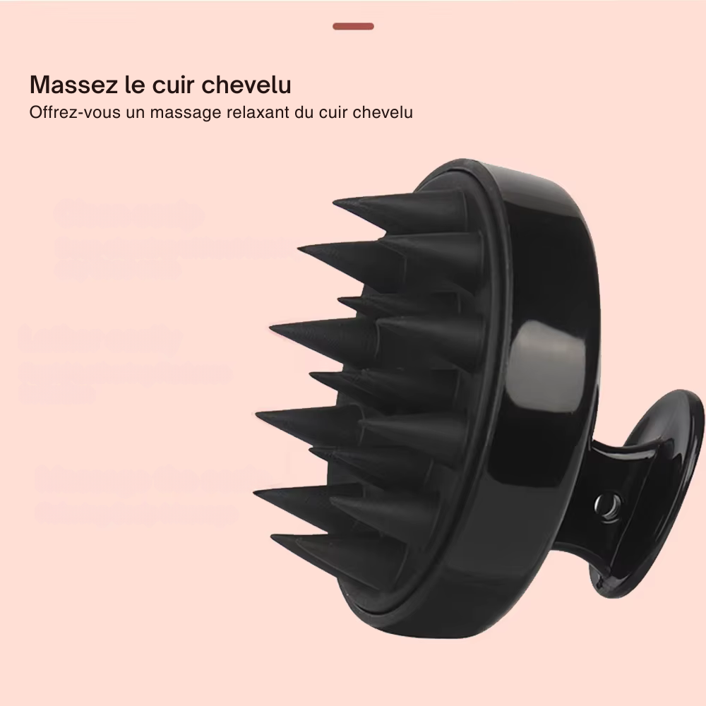 Masseur cheveux en silicone – Brosse de massage du cuir chevelu pour lavage, shampooing et soin capillaire sous la douche