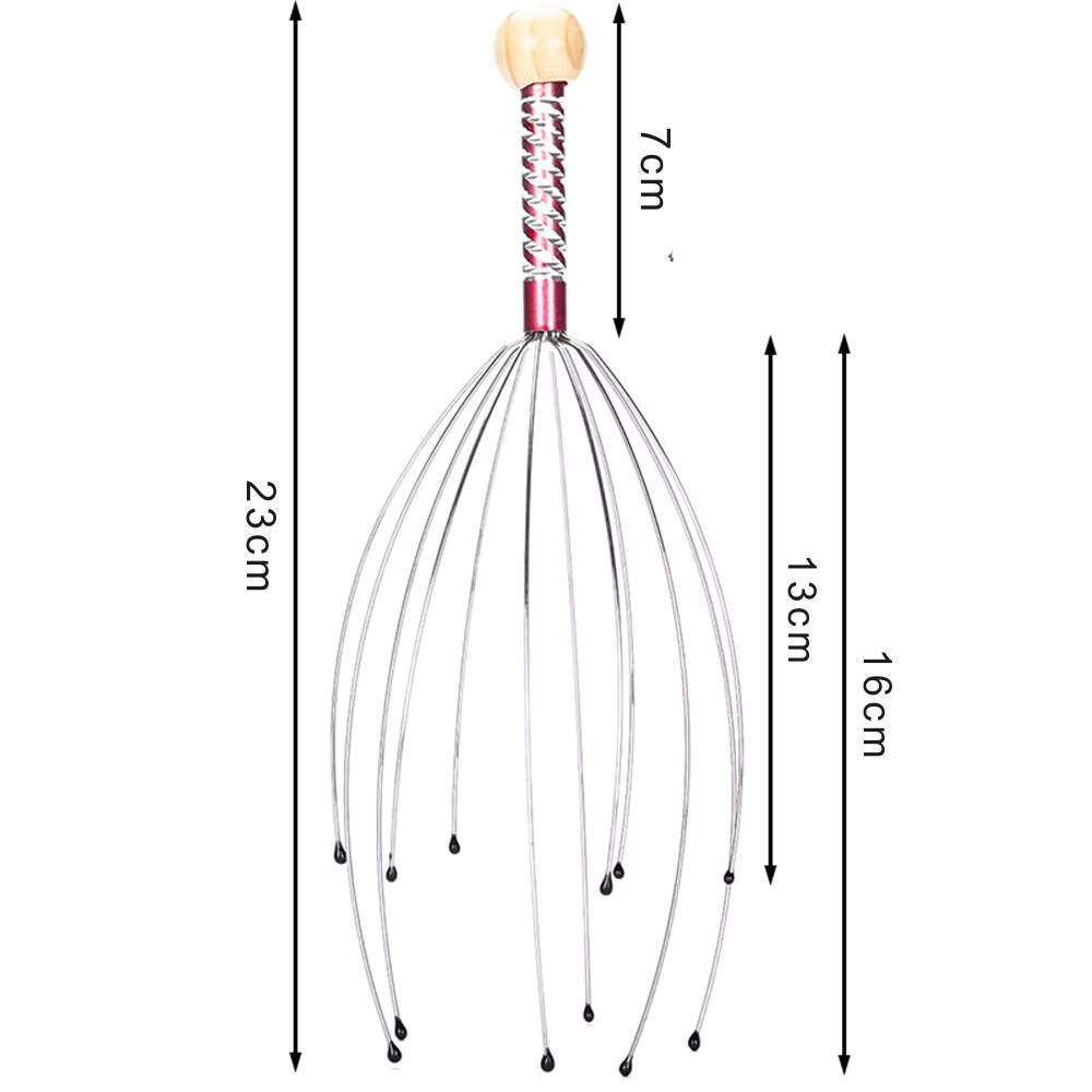 Brosse massage cuir chevelu pieuvre en acier inoxydable – Masseur de tête relaxant anti-démangeaisons