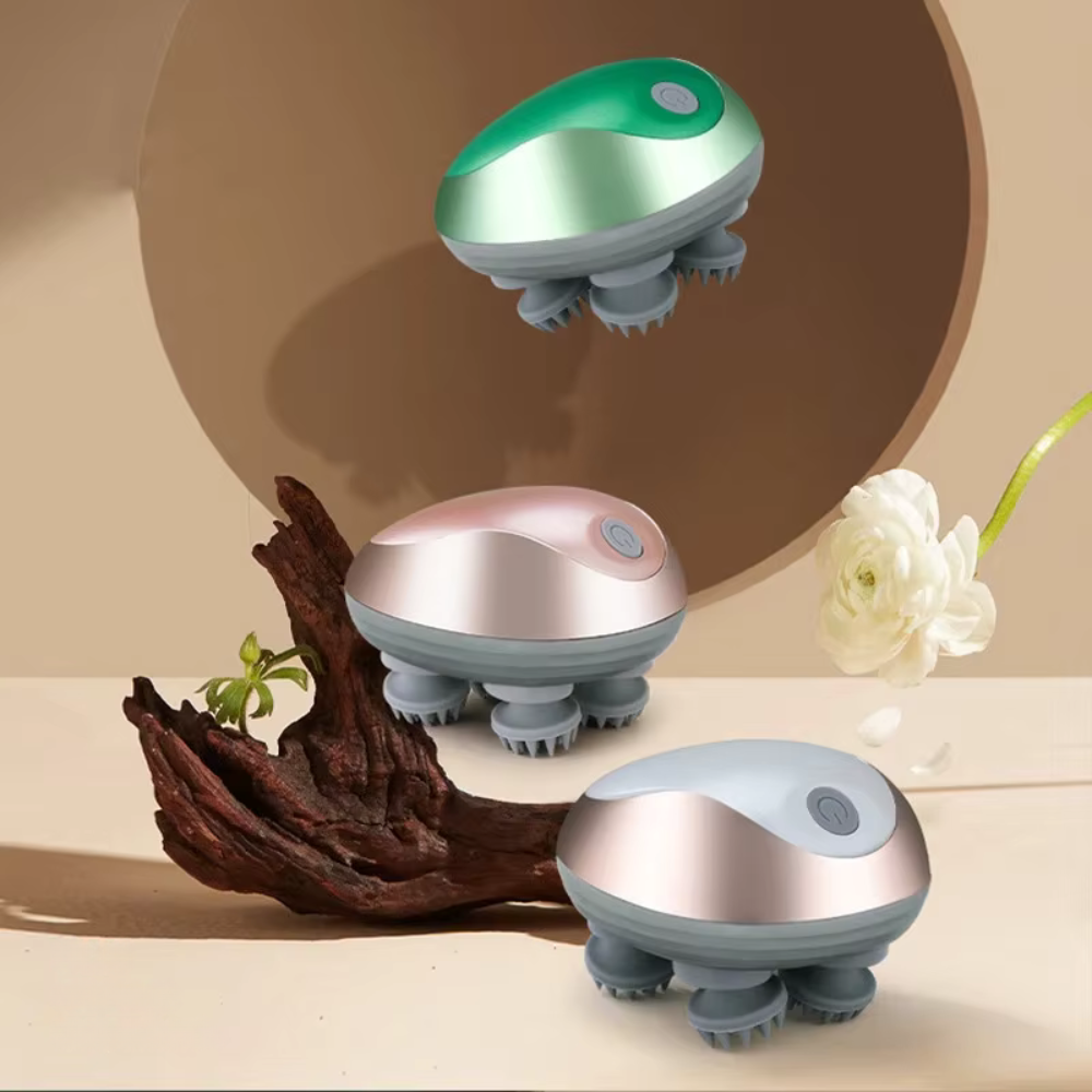 Masseur cuir chevelu électrique magnétique rechargeable – Mini masseur de tête à pétrissage multifonction