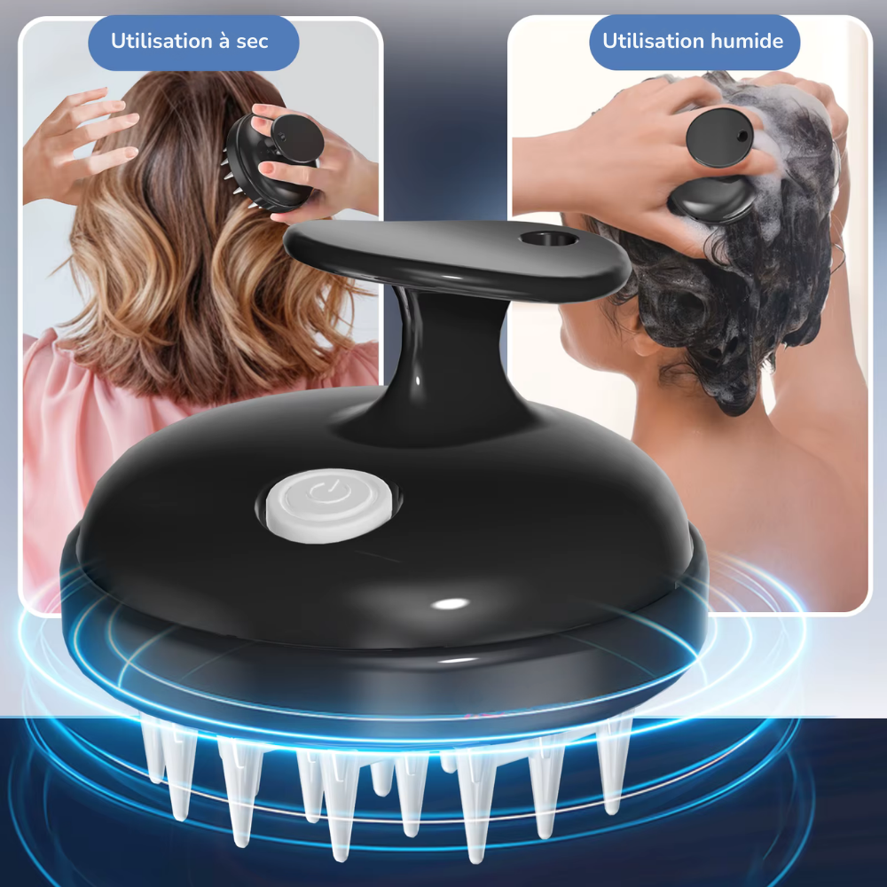 Brosse picot en silicone pour cuir chevelu – Massage doux, croissance des cheveux, élimination des pellicules et shampooing facile