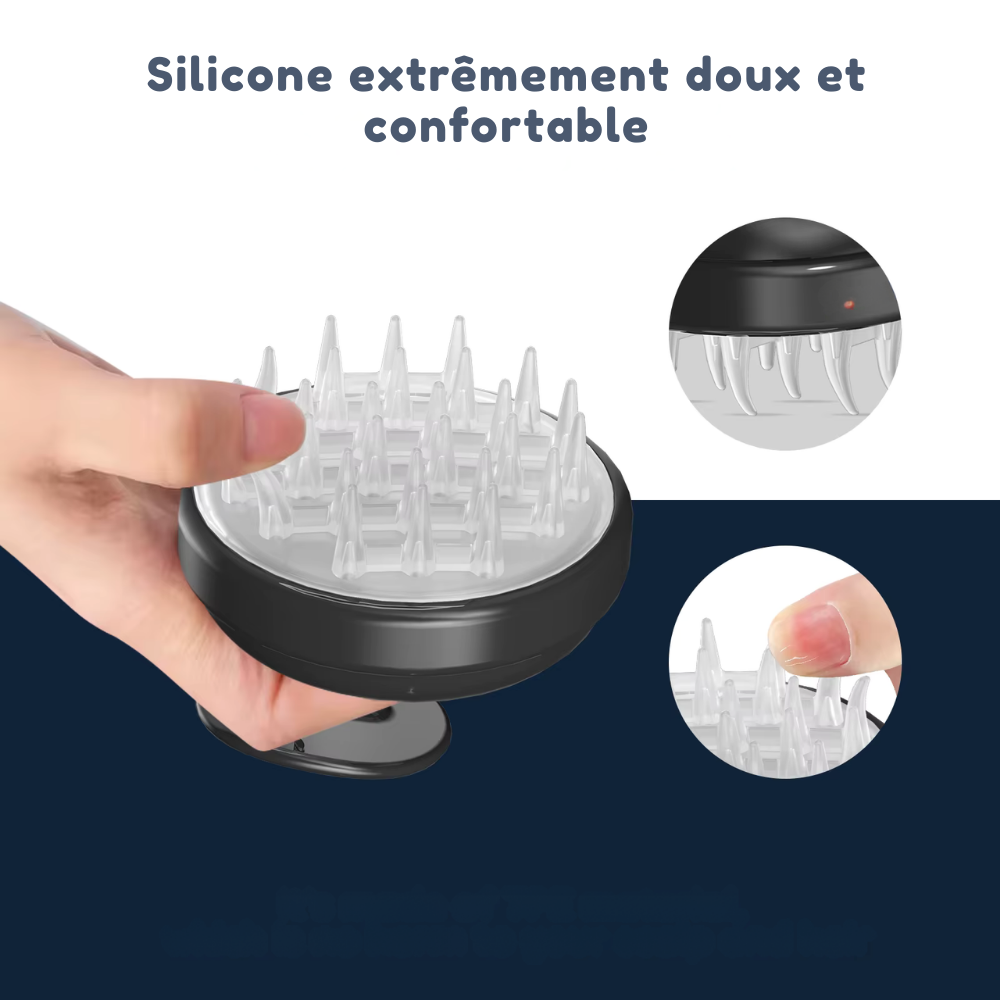 Brosse picot en silicone pour cuir chevelu – Massage doux, croissance des cheveux, élimination des pellicules et shampooing facile