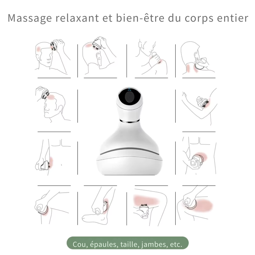 Masseur cuir chevelu électrique – Pétrissage et vibration multifonction, étanche et portable