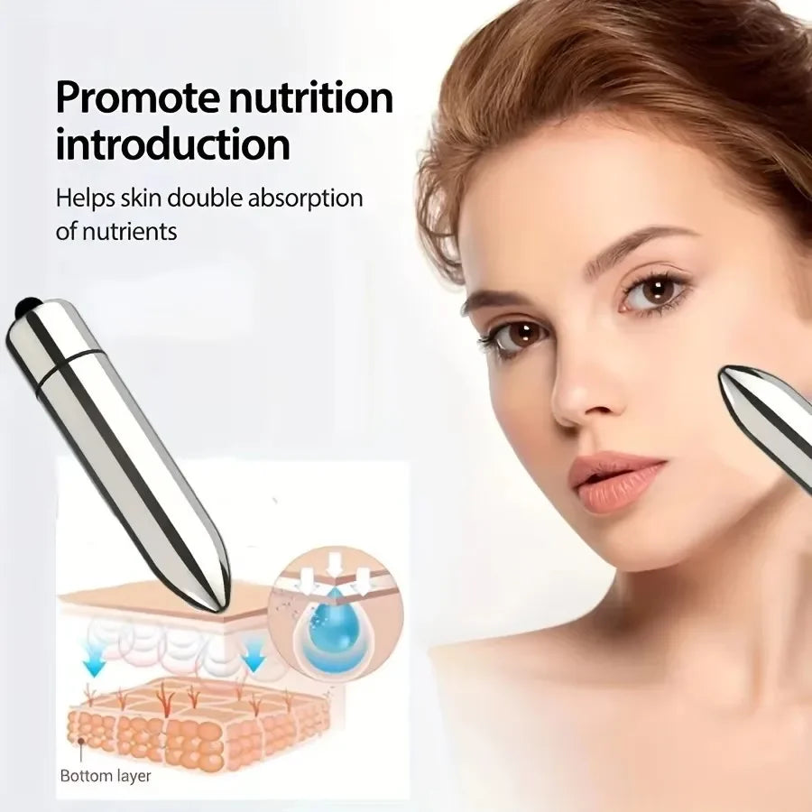 Mini masseur vibrant pour visage et yeux – Appareil portable pour massage facial, absorption des lotions, soins beauté à domicile et en voyage.