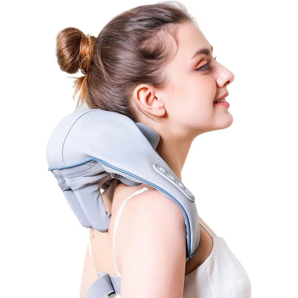 Écharpe de massage chauffante portable – Shiatsu cou et trapèzes, multifonction