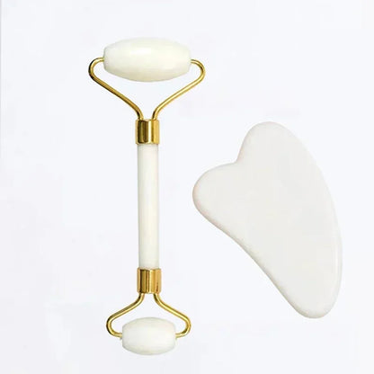 Rouleau de Jade Visage & Gua Sha – Outil Lifting et Massage Spa pour Yeux, Cou et Corps