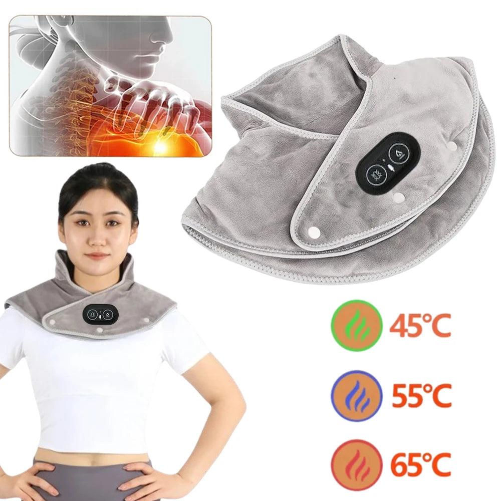 Coussin massant cervicales – Écharpe chauffante électrique pour cou et épaules, 3 niveaux