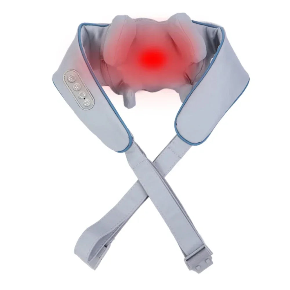 Écharpe de massage chauffante portable – Shiatsu cou et trapèzes, multifonction
